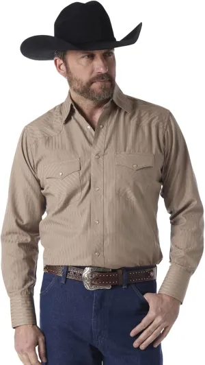 Wrangler Men's Logo Long Sleeve Western Snap Plaid Shirt