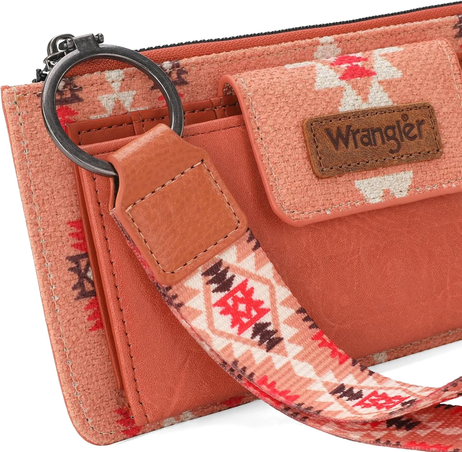 Wrangler Wallet Purse for Women Aztec Clutch Wristlet Wallet with Boho Credit Card Holder