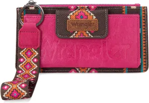 Wrangler Wallet Purse for Women Aztec Clutch Wristlet Wallet with Boho Credit Card Holder