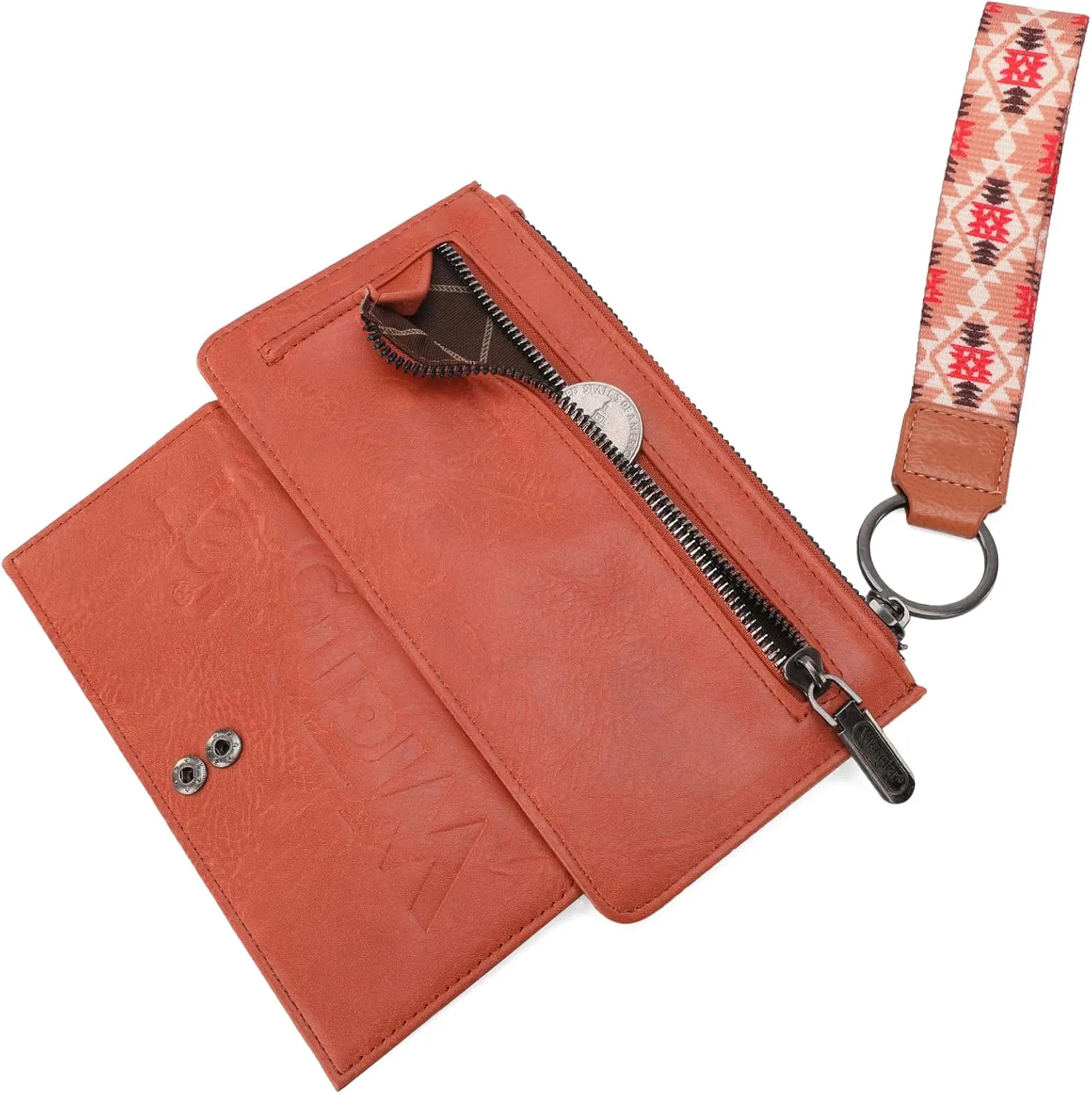 Wrangler Wallet Purse for Women Aztec Clutch Wristlet Wallet with Boho Credit Card Holder