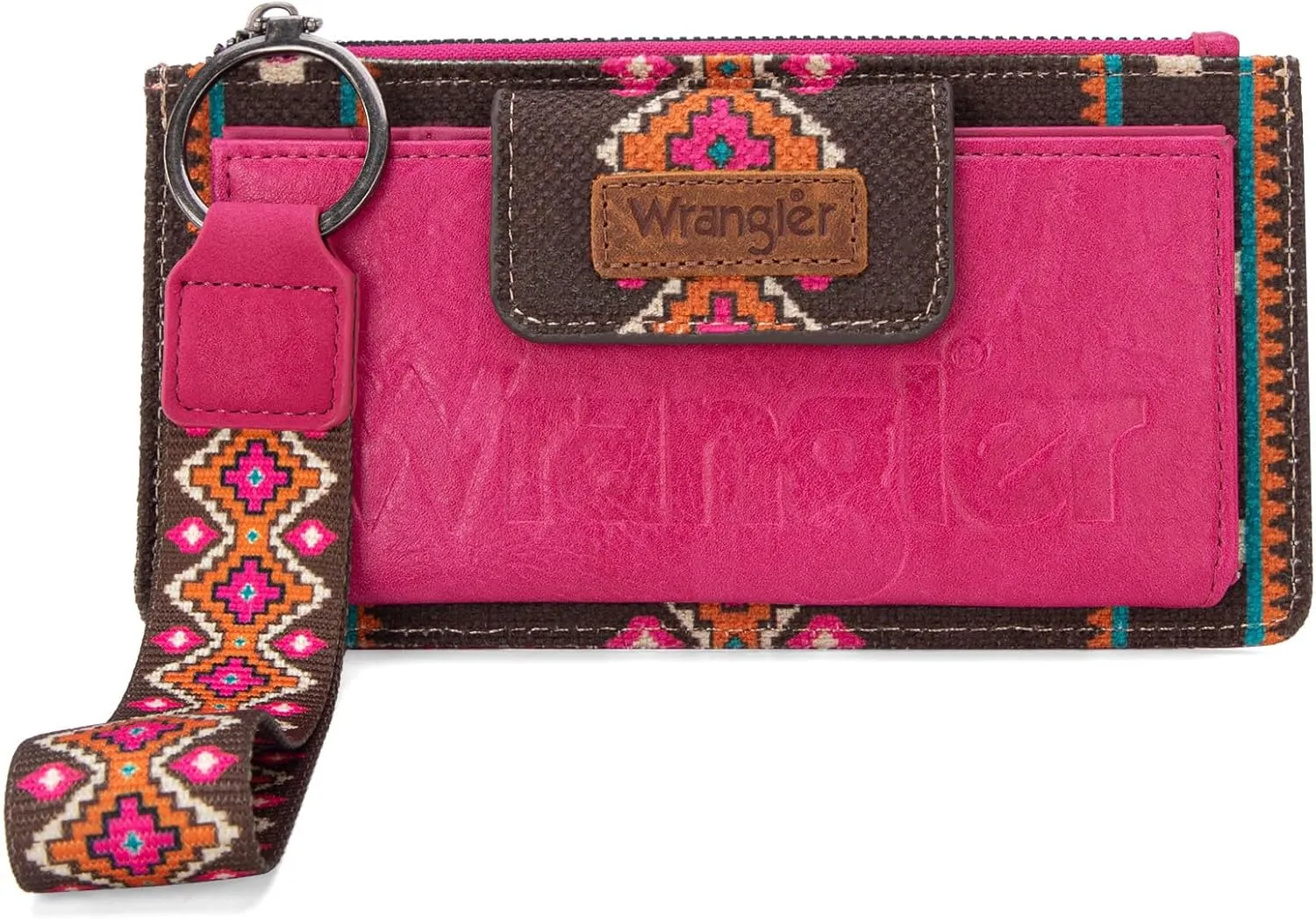 Wrangler Wallet Purse for Women Aztec Clutch Wristlet Wallet with Boho Credit Card Holder