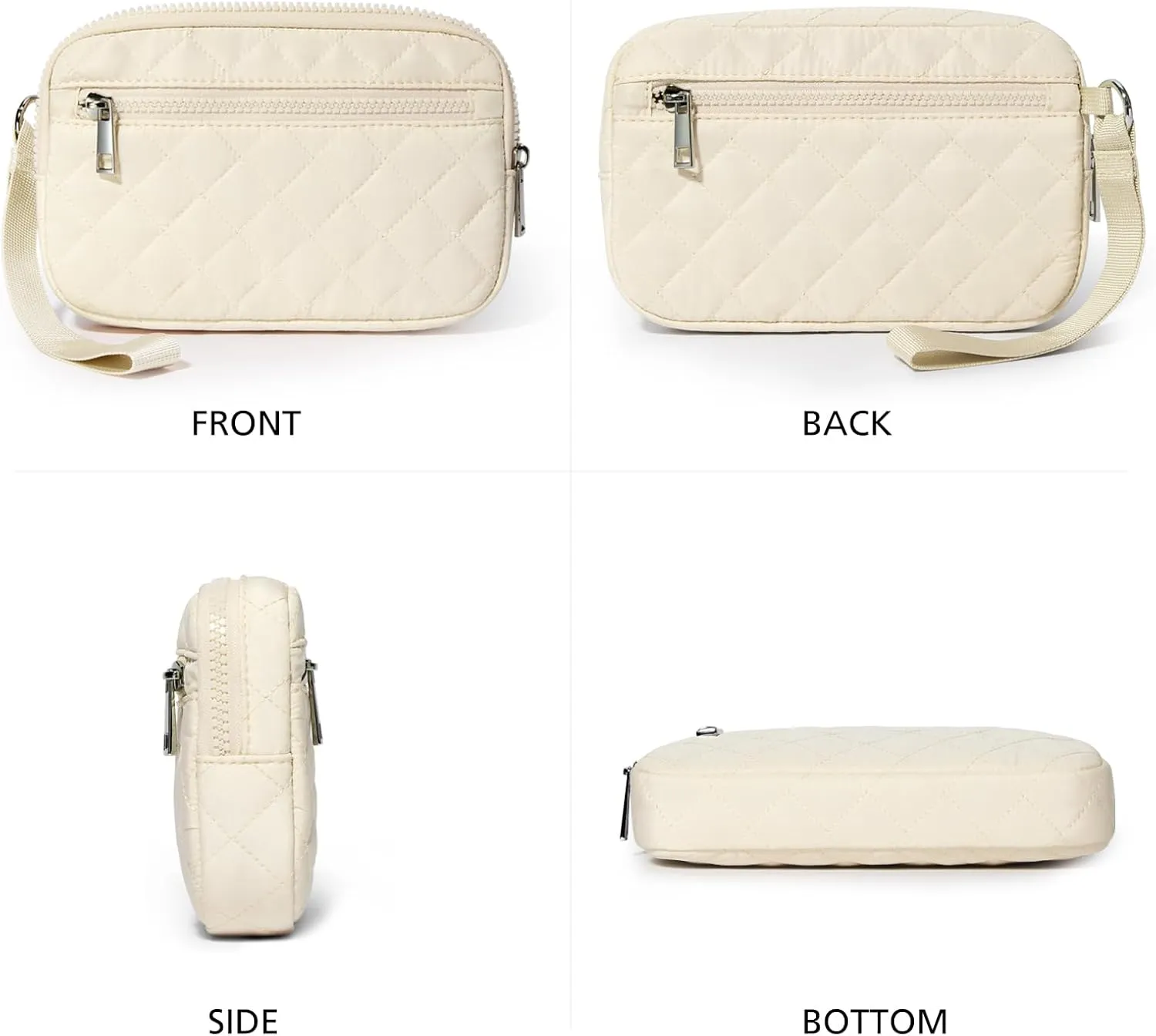 Wristlet Wallets Women RFID Card Holder 7.9" Phone Wallet Small Purse 3 Zipper Quilted Nylon Clutch Bag Daily Travel