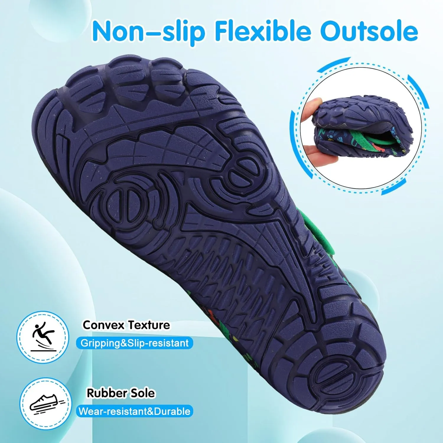 XIHALOOK Water Shoes for Kids Boys Girls Wide Toe Barefoot Quick Dry for Beach Swim Pool Surf Aqua Sports