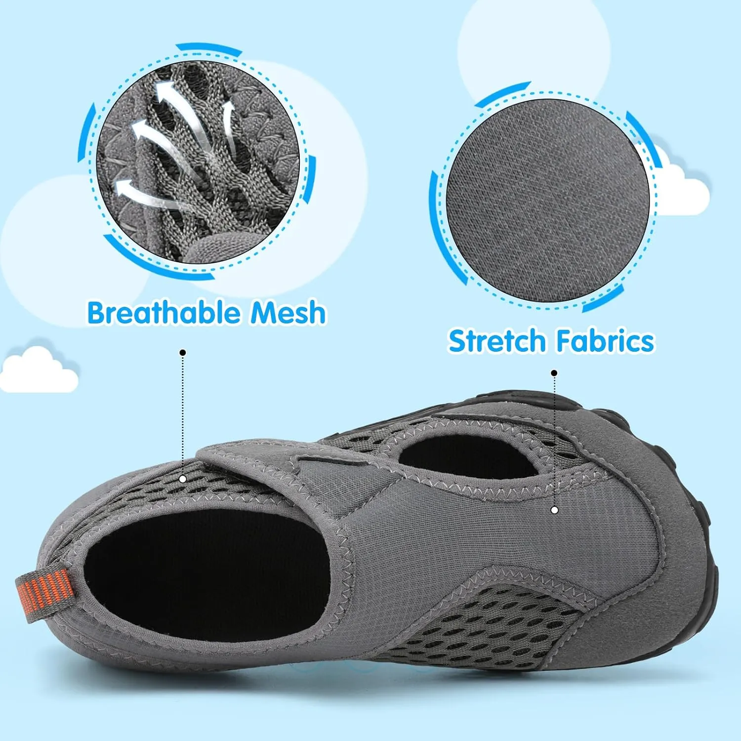 XIHALOOK Water Shoes for Kids Boys Girls Wide Toe Barefoot Quick Dry for Beach Swim Pool Surf Aqua Sports