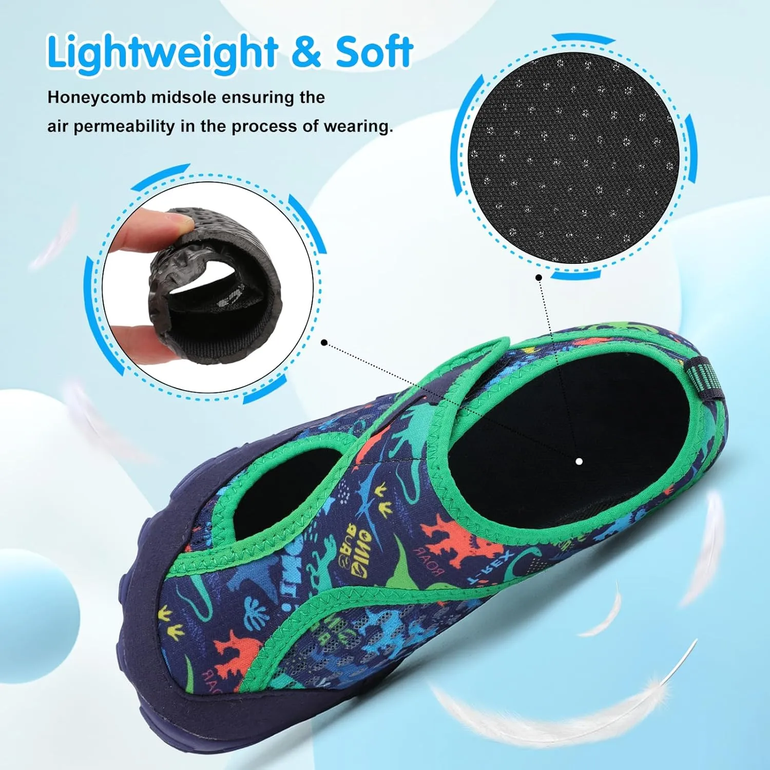 XIHALOOK Water Shoes for Kids Boys Girls Wide Toe Barefoot Quick Dry for Beach Swim Pool Surf Aqua Sports