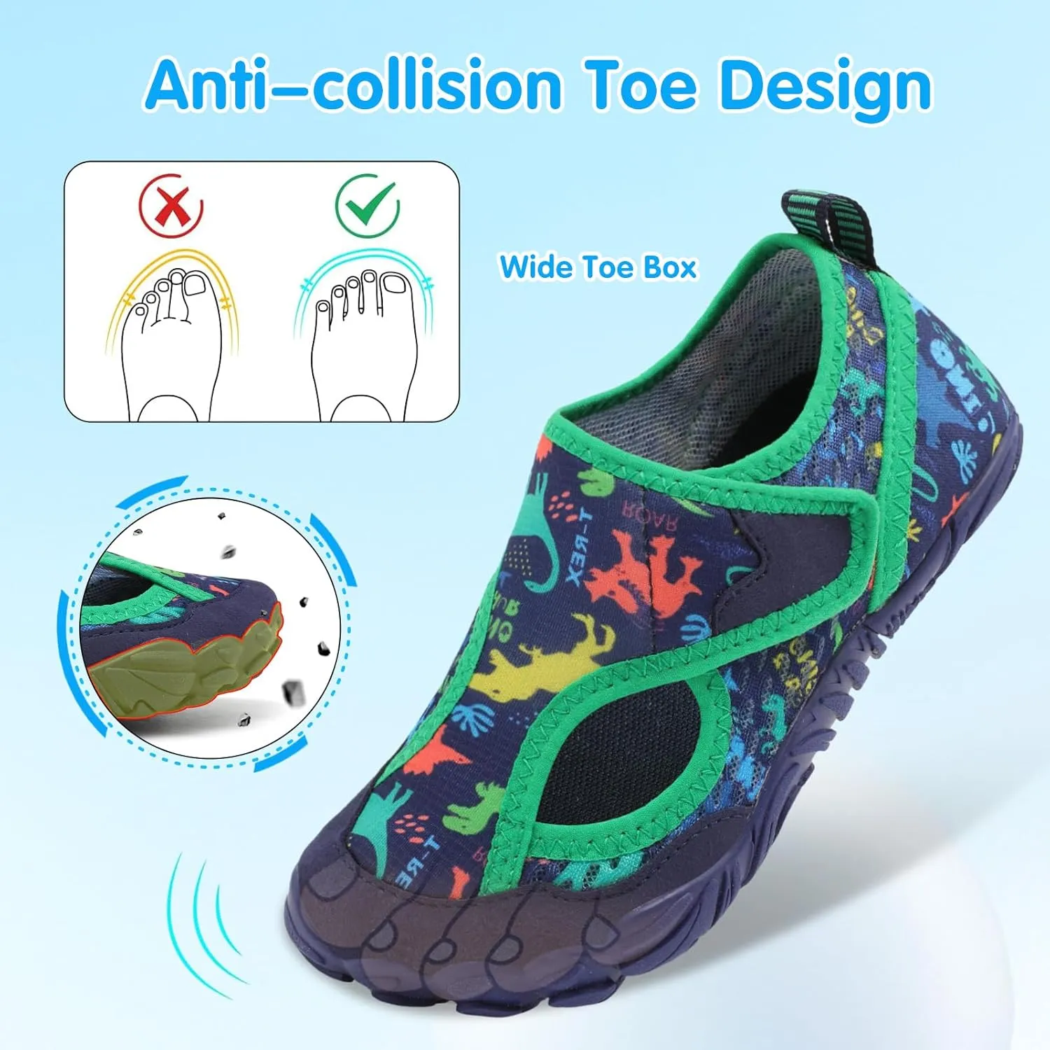 XIHALOOK Water Shoes for Kids Boys Girls Wide Toe Barefoot Quick Dry for Beach Swim Pool Surf Aqua Sports