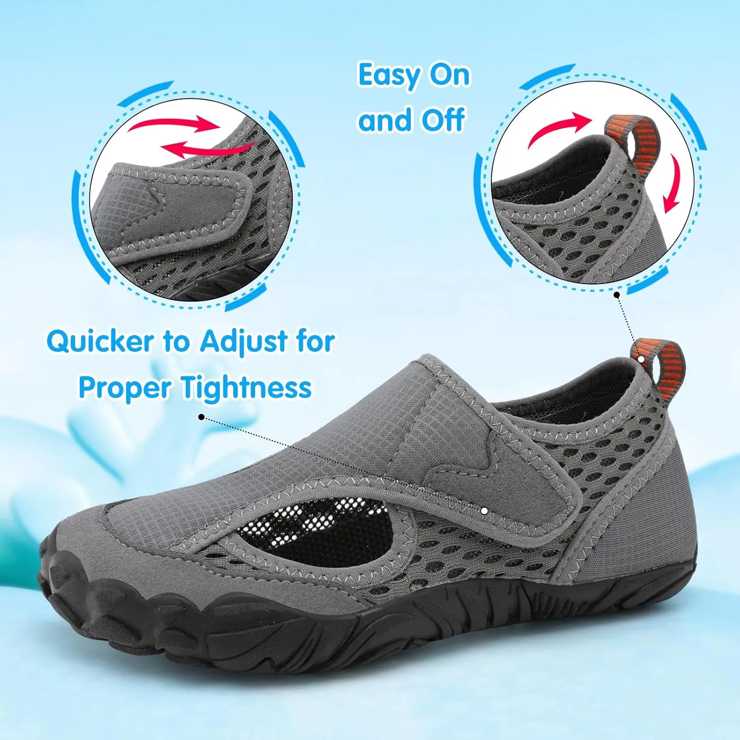 XIHALOOK Water Shoes for Kids Boys Girls Wide Toe Barefoot Quick Dry for Beach Swim Pool Surf Aqua Sports