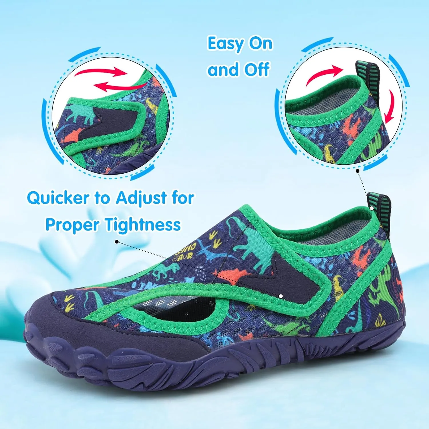 XIHALOOK Water Shoes for Kids Boys Girls Wide Toe Barefoot Quick Dry for Beach Swim Pool Surf Aqua Sports