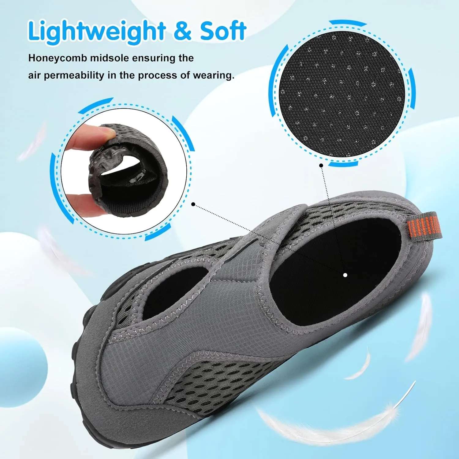 XIHALOOK Water Shoes for Kids Boys Girls Wide Toe Barefoot Quick Dry for Beach Swim Pool Surf Aqua Sports