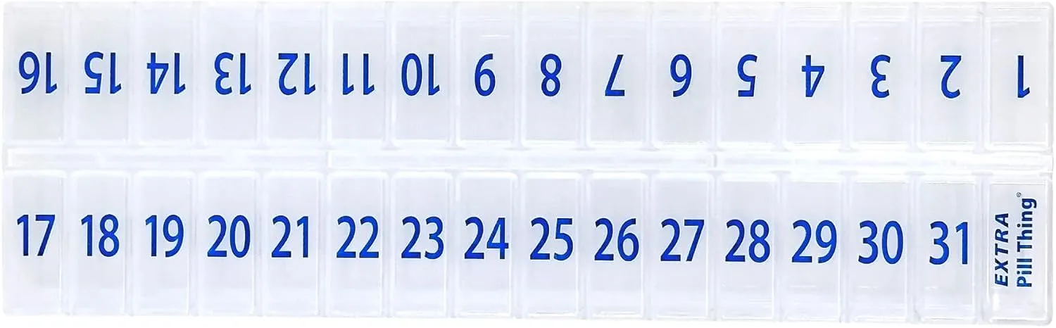 XL Once-a Day Monthly Pill Organizer Removable Lid for Easy Filling, Extra Large Compartments for 31 Days Plus Compartment for Extra Pills, BPA Free (Clear, XL - 1 Count (Pack of 1))