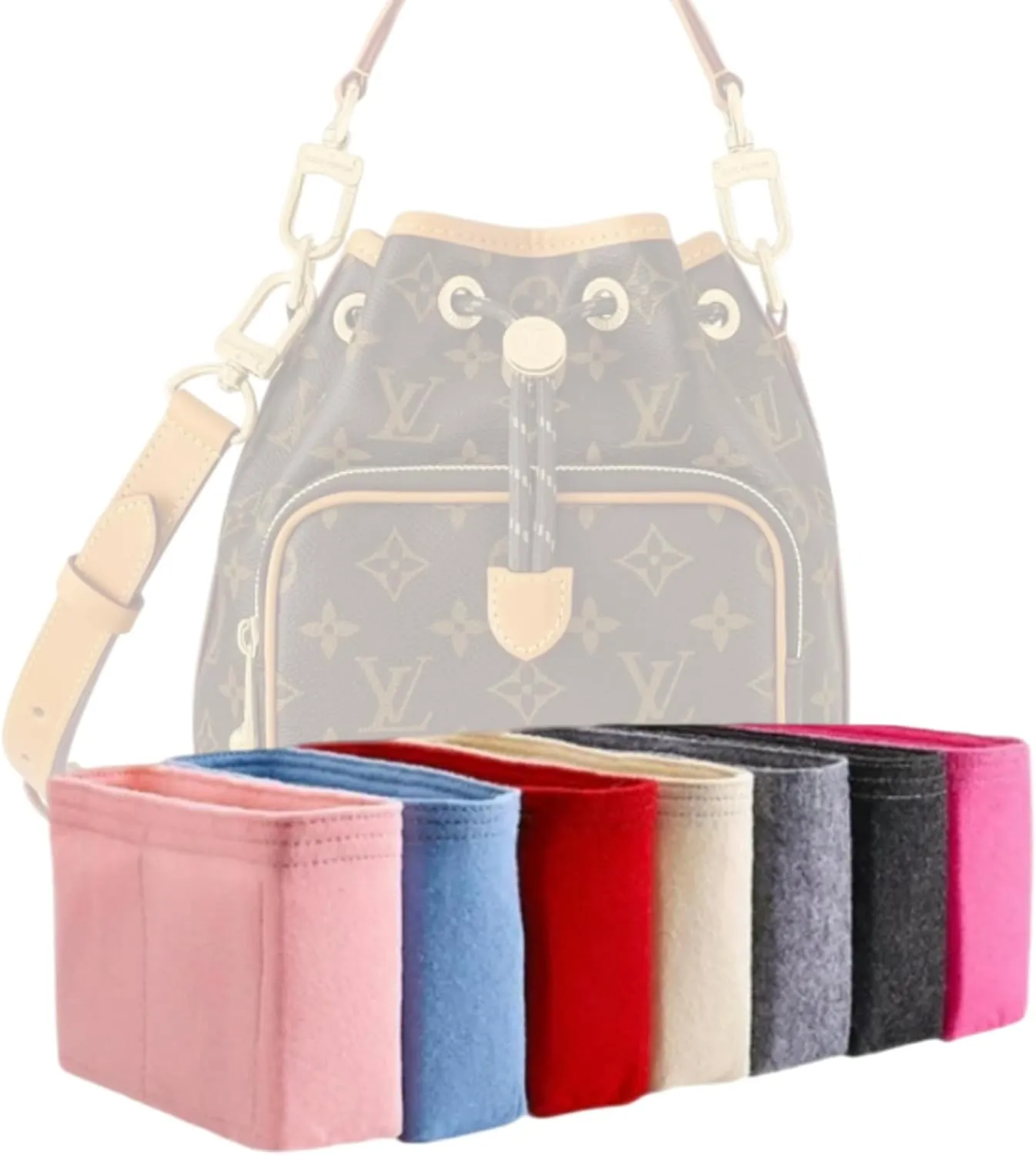 Xoppia Bag Organizer compatible with Celine Teen Clara Bag. Felt Insert Liner for Women Handbag. (Brown, Style A: Exposure)