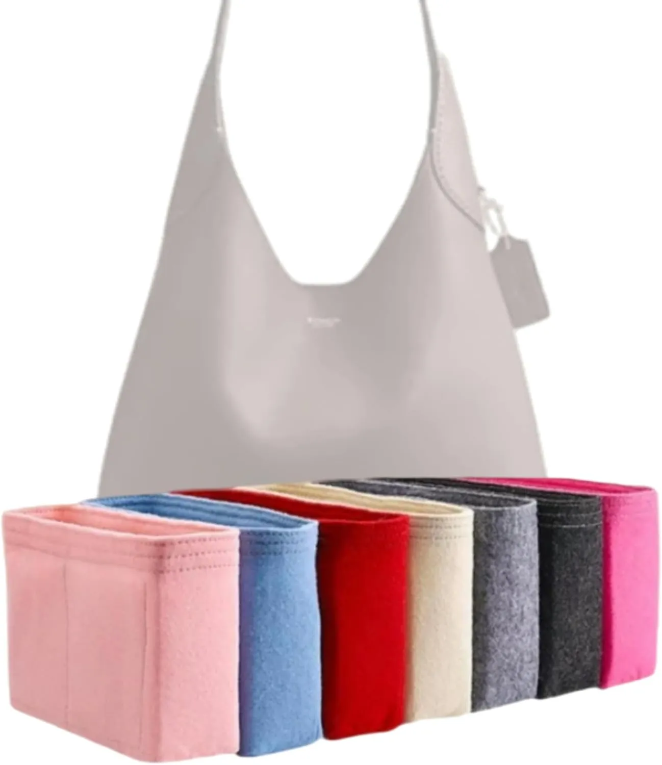 Xoppia Bag Organizer compatible with Coach Brooklyn Shoulder Bag 28. (Beige, Style B: Side Zipper)