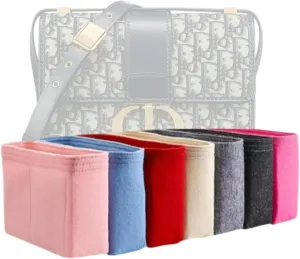 Xoppia Bag Organizer compatible with Dior 30 Montaigne Bag. Felt Insert Liner for Women Handbag. (Black, Style B: Side Zipper)