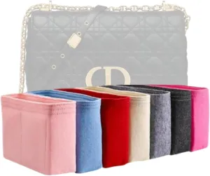 Xoppia Bag Organizer compatible with Dior Large Caro Bag. Felt Insert Liner for Women Handbag. (Beige, Style A: Exposure)