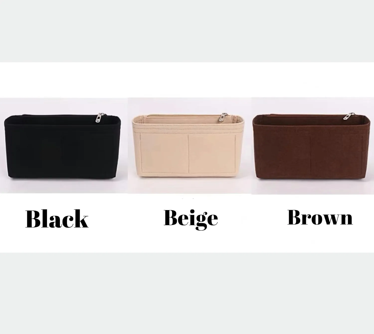 Xoppia Bag Organizer compatible with Dior Medium Lady D-Joy Bag. Felt Insert Liner for Women Handbag. (Brown, Style B: Side Zipper)