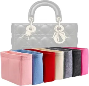 Xoppia Bag Organizer compatible with Dior Medium Lady D-Joy Bag. Felt Insert Liner for Women Handbag. (Brown, Style B: Side Zipper)