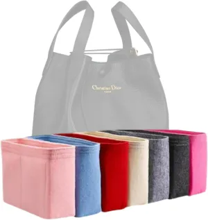 Xoppia Bag Organizer compatible with Dior Medium Signature Bucket Bag. Felt Insert Liner for Women Handbag. (Brown, Style A: Exposure)