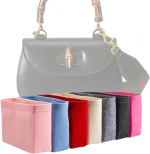 Xoppia Bag Organizer compatible with Gucci Bamboo 1947 Small bag. Felt Insert Liner for Women Tote Handbag. (Black, Style A: Exposure)