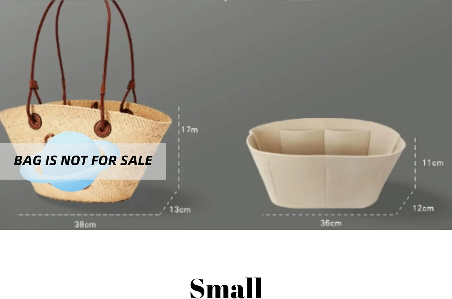 Xoppia Bag Organizer compatible with Loewe Anagram Basket bag. Felt Insert Liner for Women Tote Handbag. (Style A, Medium)