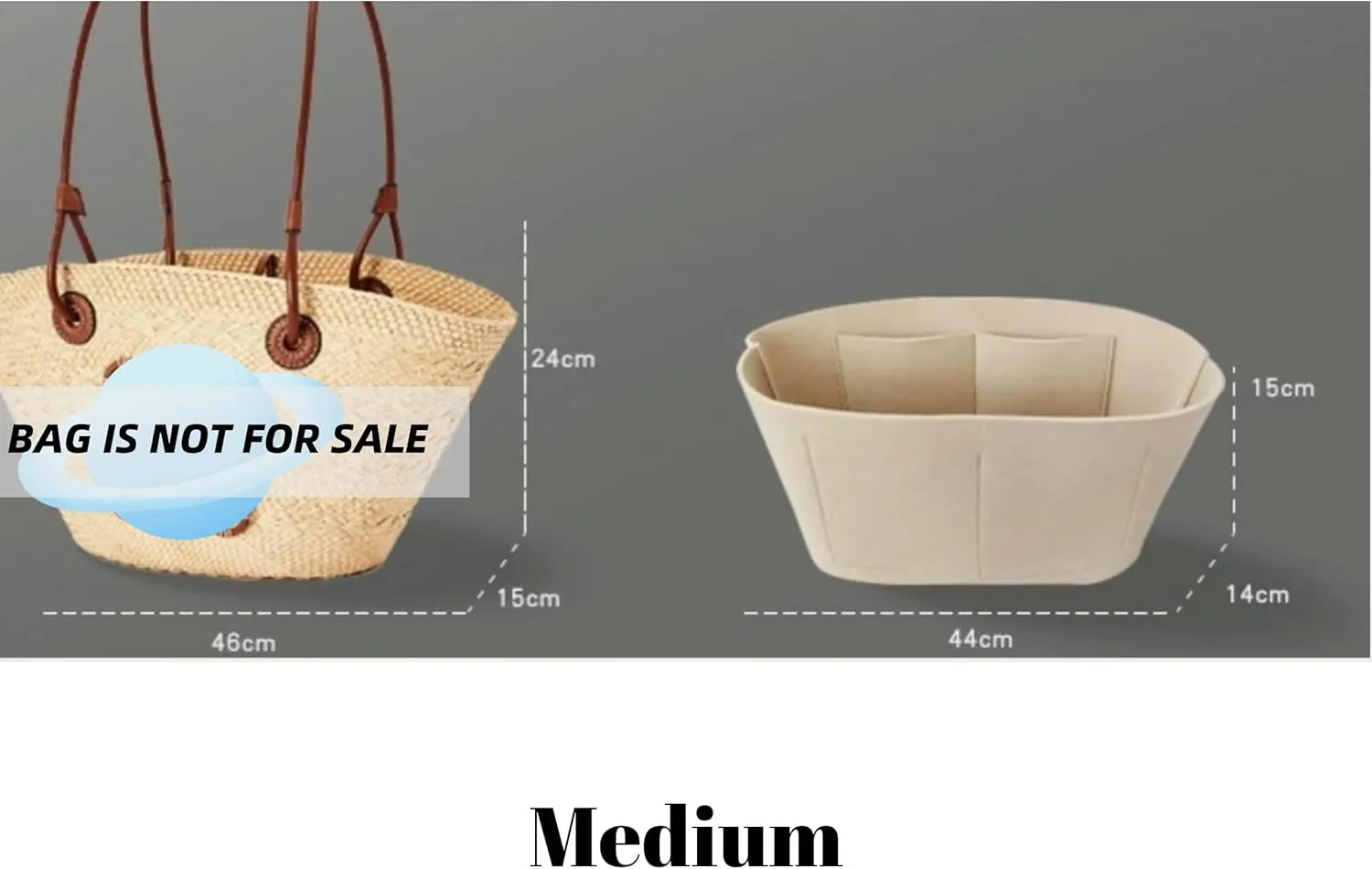 Xoppia Bag Organizer compatible with Loewe Anagram Basket bag. Felt Insert Liner for Women Tote Handbag. (Style A, Medium)