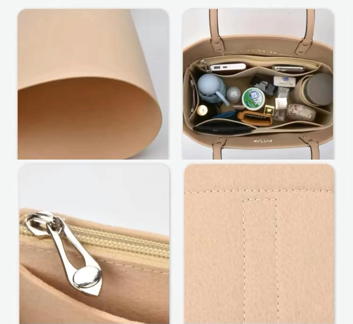 Xoppia Bag Organizer compatible with Loewe Anagram Basket bag. Felt Insert Liner for Women Tote Handbag. (Style A, Medium)