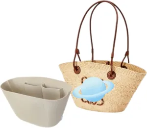 Xoppia Bag Organizer compatible with Loewe Anagram Basket bag. Felt Insert Liner for Women Tote Handbag. (Style A, Medium)