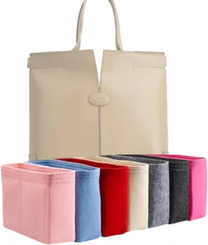 Xoppia Bag Organizer compatible with Tods Di Bag Folio Small. Felt Insert Liner for Women Handbag. (Black, Style A: Exposure)