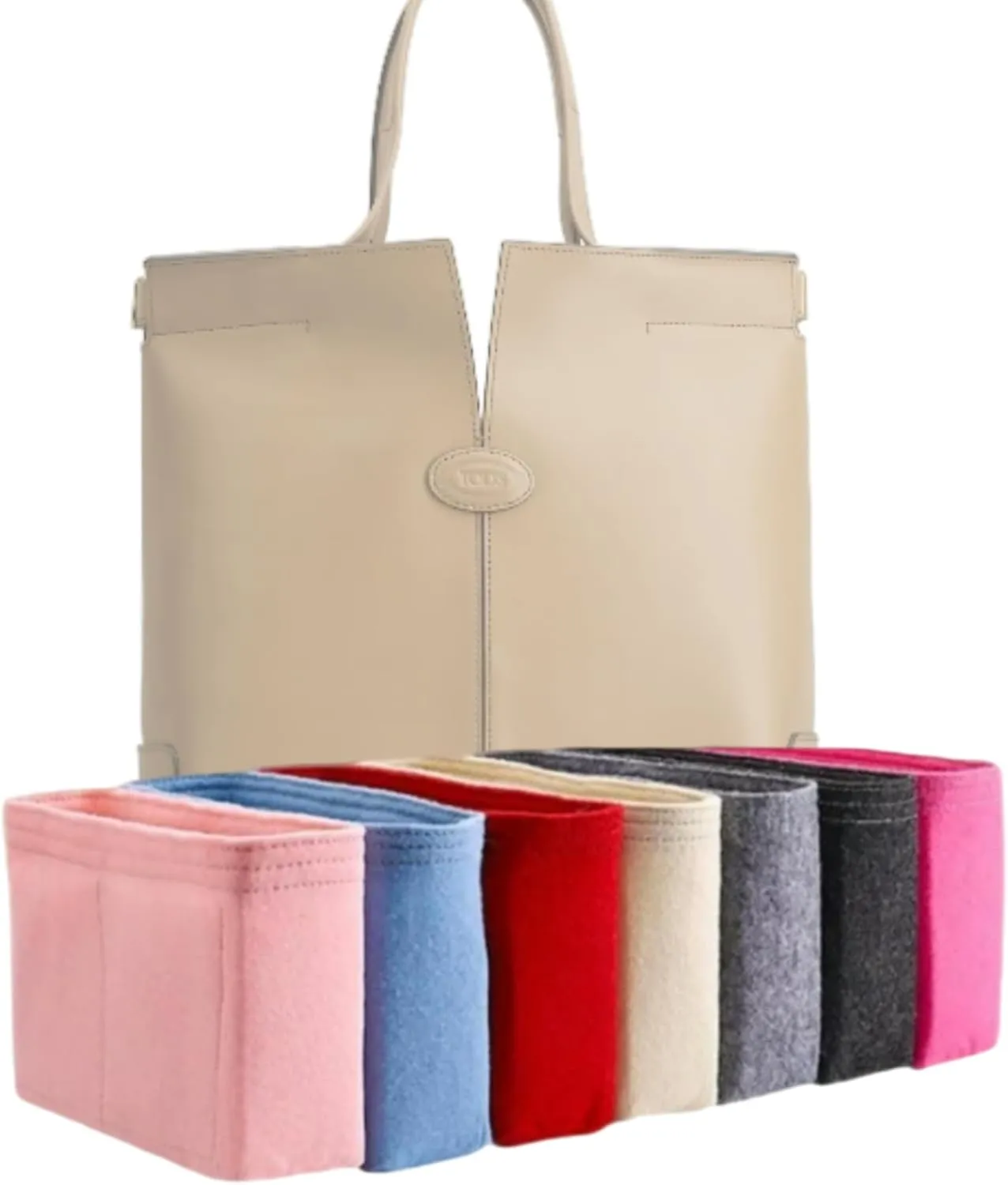 Xoppia Bag Organizer compatible with Tods Di Bag Folio Small. Felt Insert Liner for Women Handbag. (Black, Style A: Exposure)