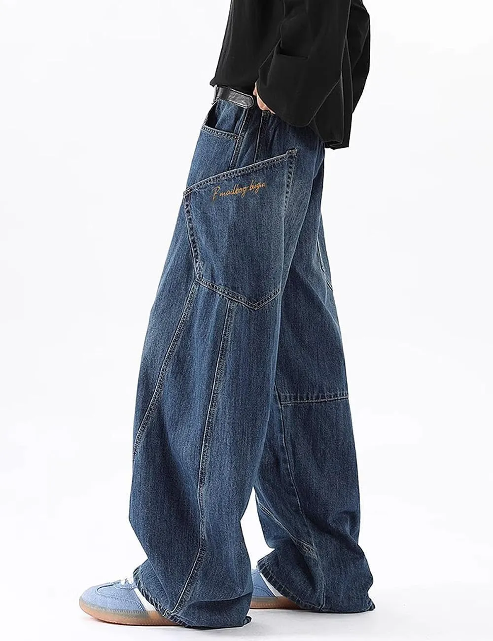 Y2k Baggy Jeans for Men Women Wide Leg Skater Grunge Pants Loose Fit Barrel Jeans Hip Hop Denim Pants Streetwear