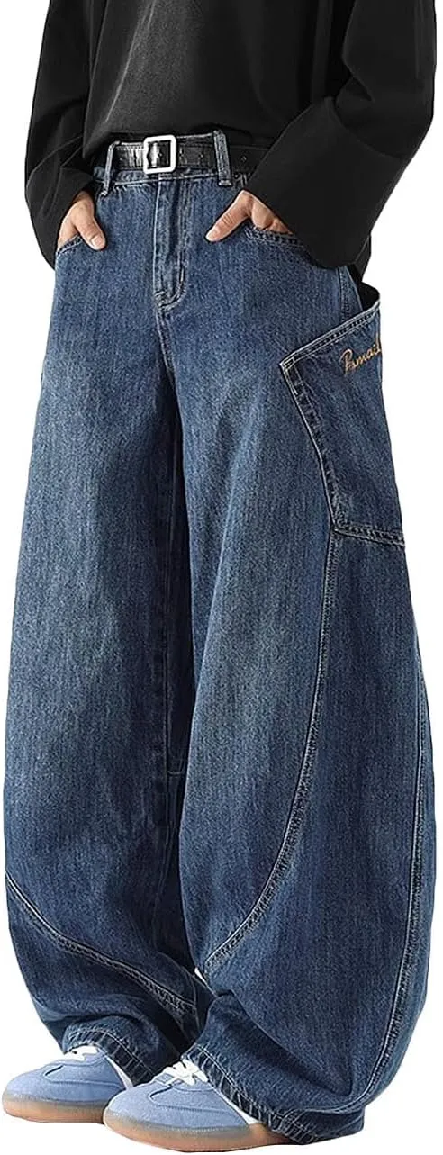 Y2k Baggy Jeans for Men Women Wide Leg Skater Grunge Pants Loose Fit Barrel Jeans Hip Hop Denim Pants Streetwear