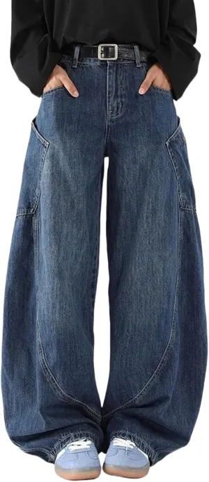 Y2k Baggy Jeans for Men Women Wide Leg Skater Grunge Pants Loose Fit Barrel Jeans Hip Hop Denim Pants Streetwear