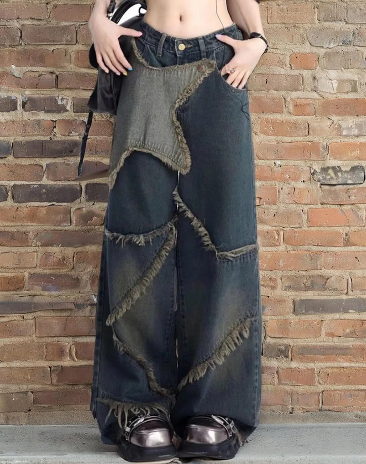 Y2k Pants Star Jeans for Teen Girls Cargo Pants Women Emo Pants