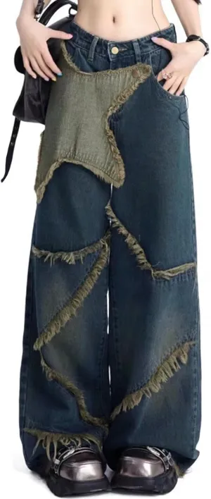 Y2k Pants Star Jeans for Teen Girls Cargo Pants Women Emo Pants