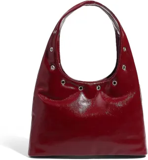 YFGBCX Faux Leather Hobo Bag Studded Purses for Women Tote Bag Grommet Slouchy Work Bag Crescent Shoulder Bag Purse
