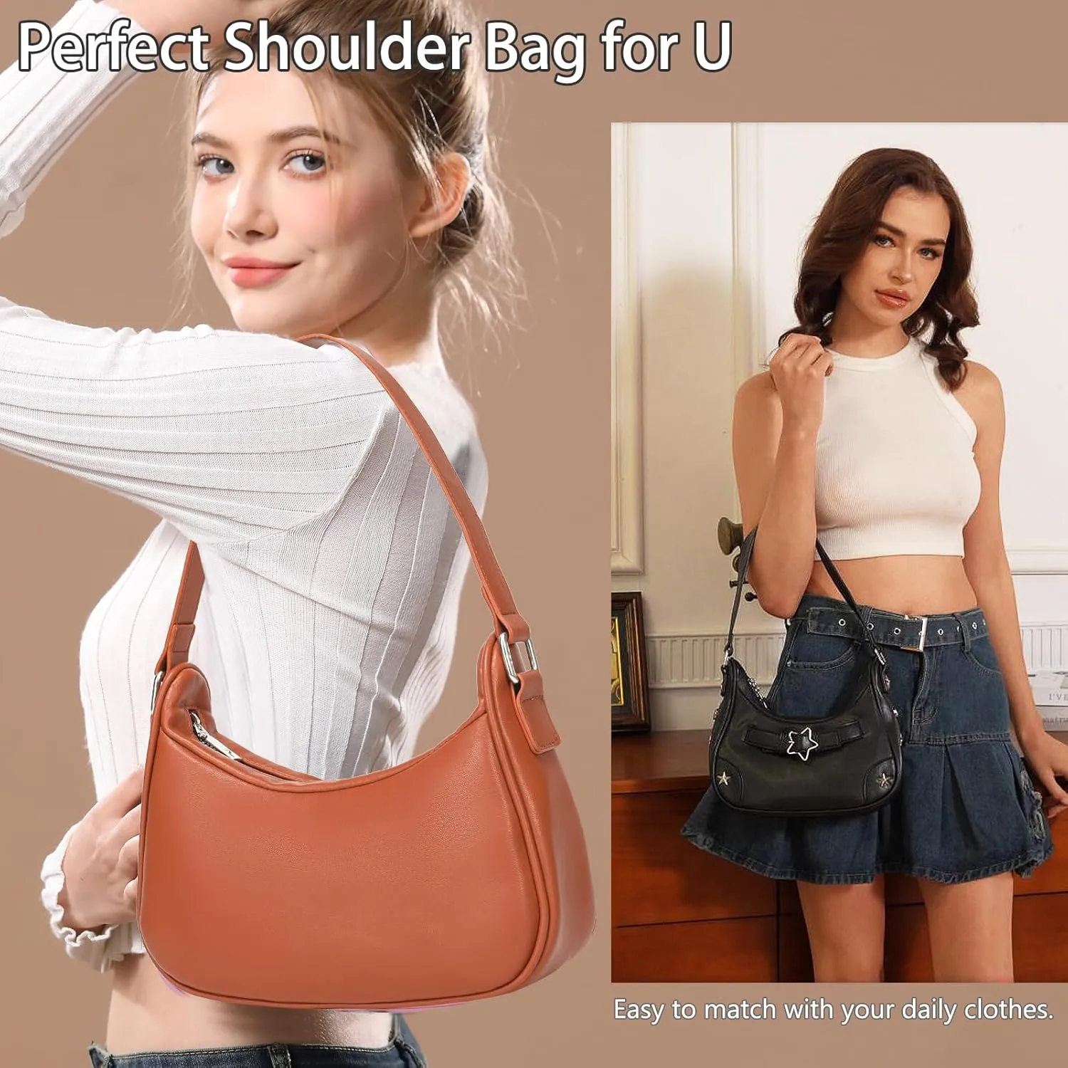 YIKOEE Shoulder Bag Y2k Purse: 90s Mini Underarm Bag - Cute Small Purse