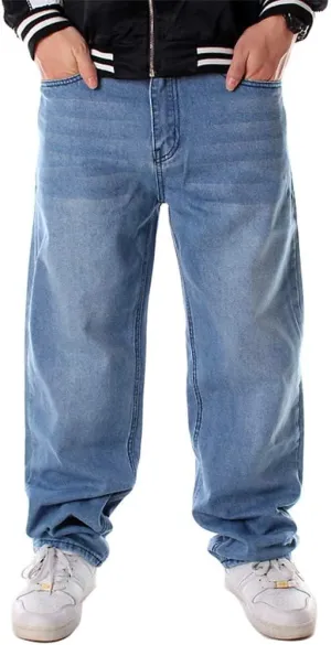 Ylingjun Mens Baggy Hip Hop Jeans Casual Loose Fit Embroidered Skateboard Denim Pants