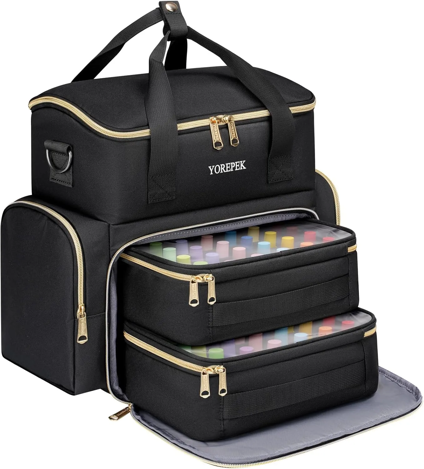 YOREPEK Extra Large Nail Polish Organizer Case Holds 48 to 100  Bottles (15ml/0.5 fl.oz) UV lamp, Gel Polish Travel Case Bag with 2 Removable Pouches Fits Nail Suppiles, Gift for Manicurist, Grils
