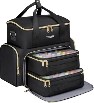 YOREPEK Extra Large Nail Polish Organizer Case Holds 48 to 100  Bottles (15ml/0.5 fl.oz) UV lamp, Gel Polish Travel Case Bag with 2 Removable Pouches Fits Nail Suppiles, Gift for Manicurist, Grils