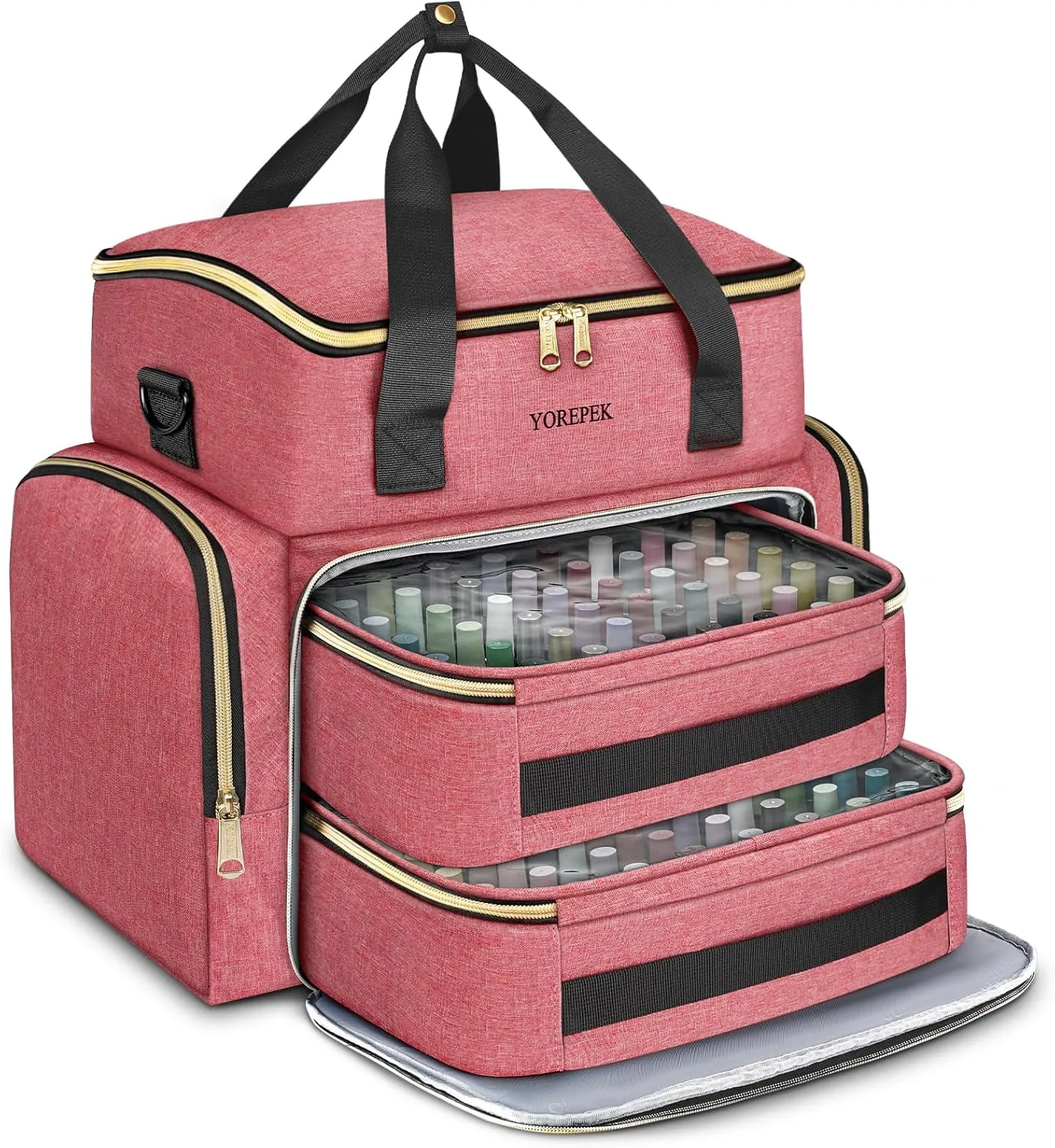YOREPEK Nail Polish Organizer Case With Foam Inserts Protect Up 96 to 100  Bottles (15ml/0.5 fl.oz) UV lamp, Travel Nail Tech Carrying Case with Adjustable Space for Gel Dip Powder Tips Set, Pink