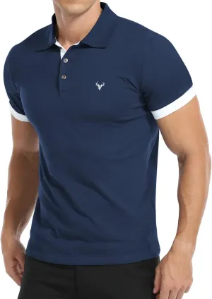 YTD Men’s Classic Polo Shirt Short Sleeve Shirts Lightweight Slim Fit Casual Tops