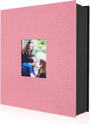 Ywlake Photo Album 4x6 400 Pockets, Linen Photo Albums Holds 400 Vertical Pictures Only Pink