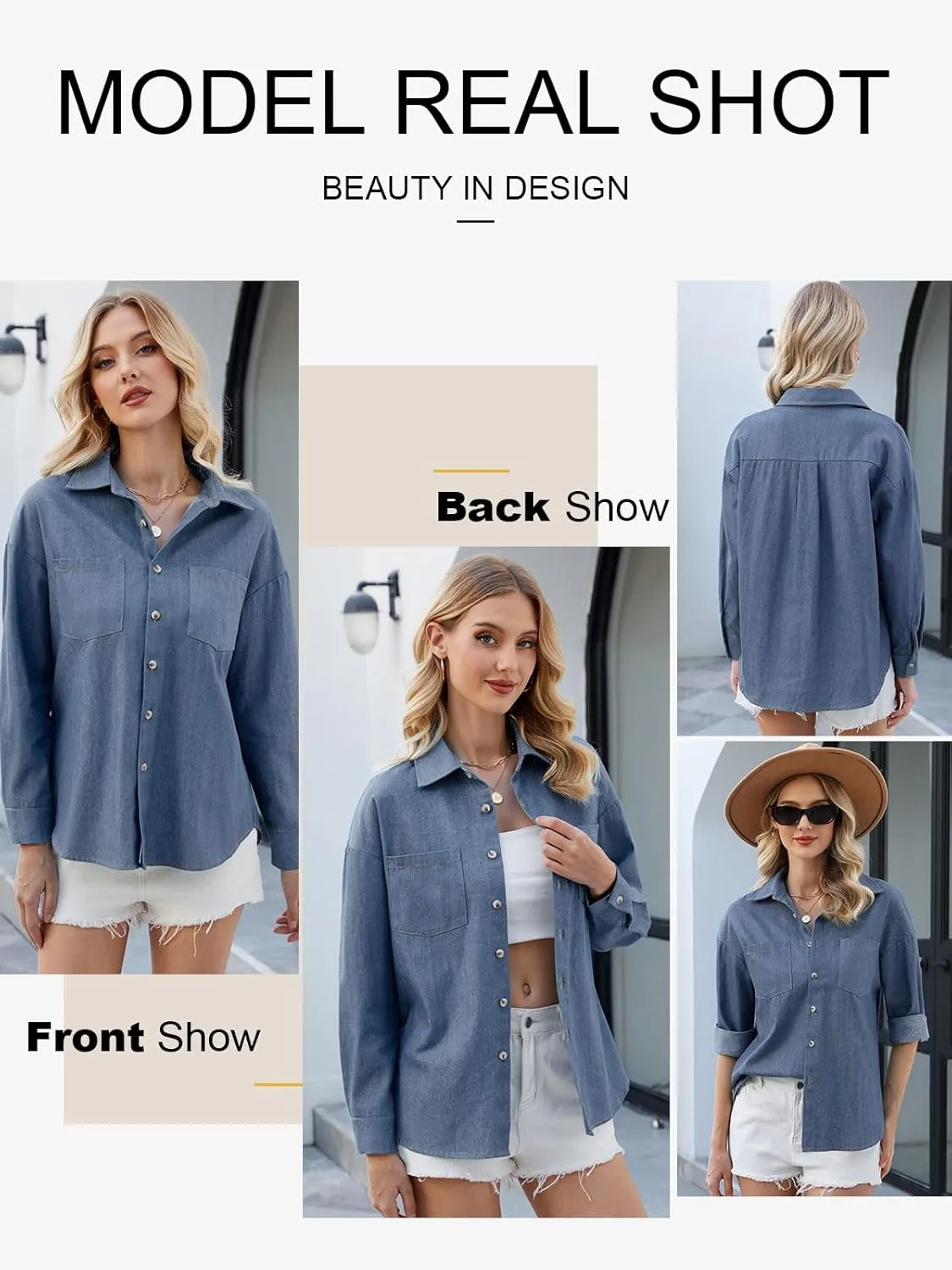 ZANZEA Denim Shirt Women Button Down Shirts Jean Western Chambray Shirt Oversized Long Sleeve Blouse Top