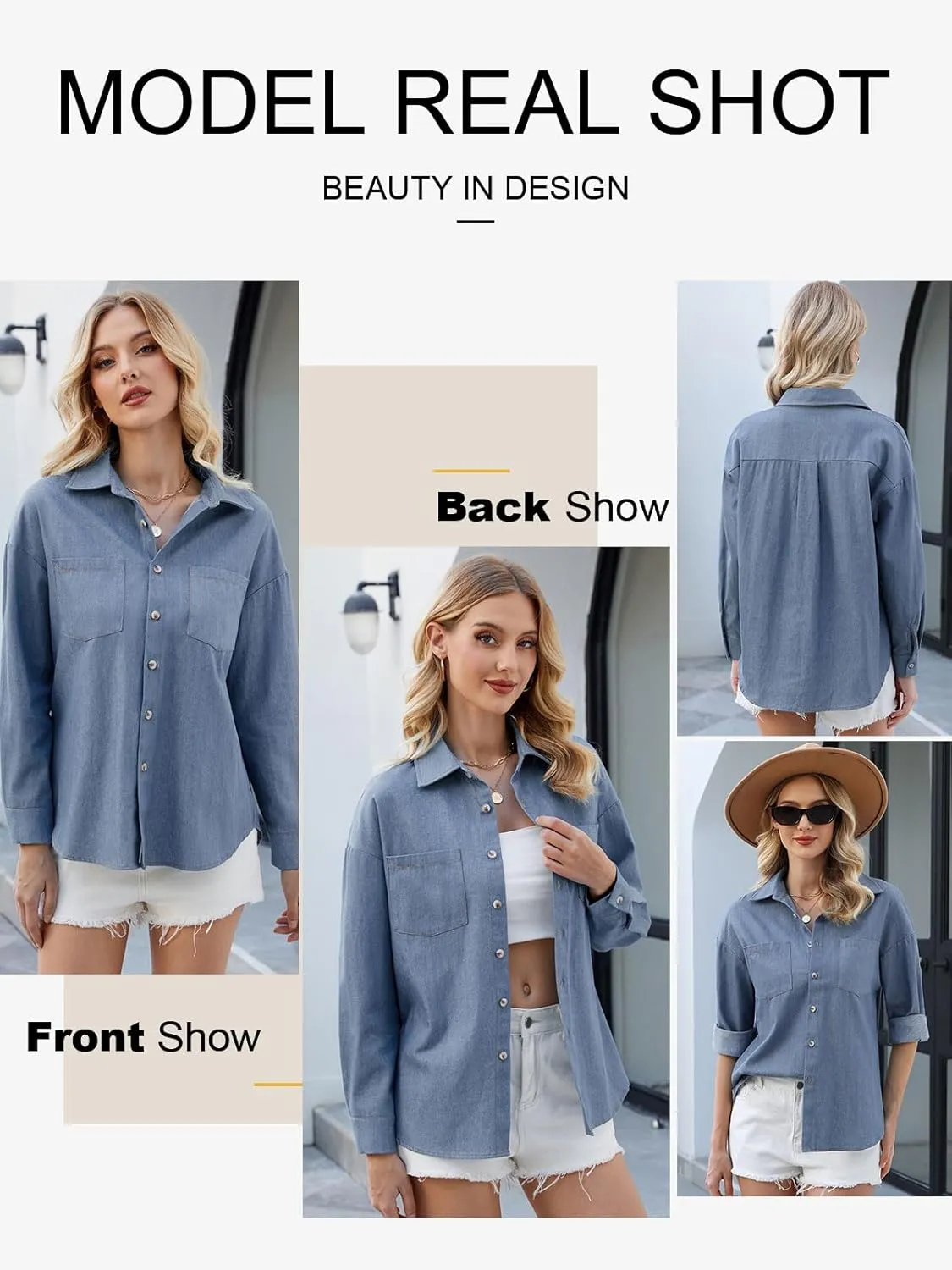 ZANZEA Denim Shirt Women Button Down Shirts Jean Western Chambray Shirt Oversized Long Sleeve Blouse Top