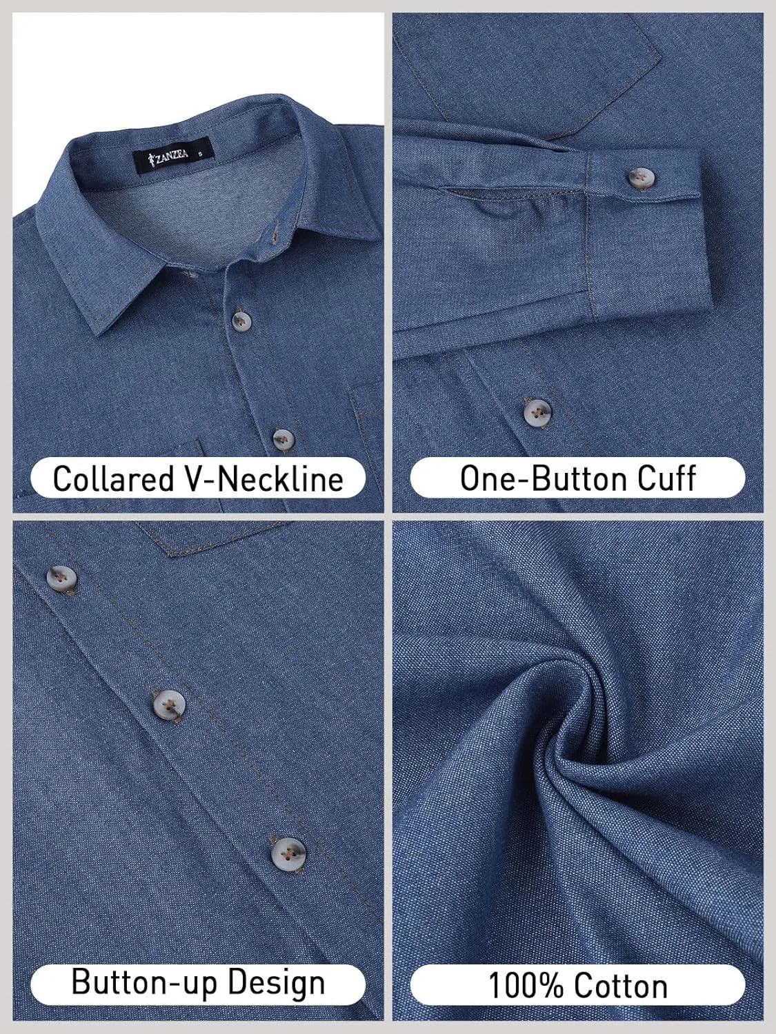 ZANZEA Denim Shirt Women Button Down Shirts Jean Western Chambray Shirt Oversized Long Sleeve Blouse Top