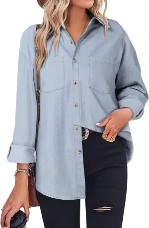 ZANZEA Denim Shirt Women Button Down Shirts Long Sleeve Jean Western Chambray Shirt Casual Blouse Top
