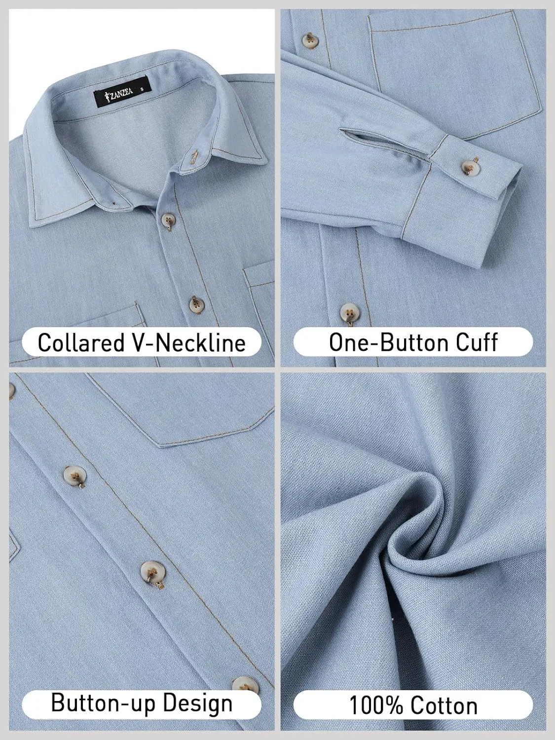 ZANZEA Denim Shirt Women Button Down Shirts Long Sleeve Jean Western Chambray Shirt Casual Blouse Top