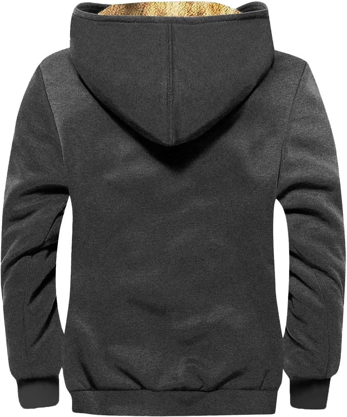 ZEFOTIM Mens Sherpa Lined Jacket Solid Color Zip Up Jacket Casual Winter Coats with Hood Warm Big and Tall Hoodies for Men