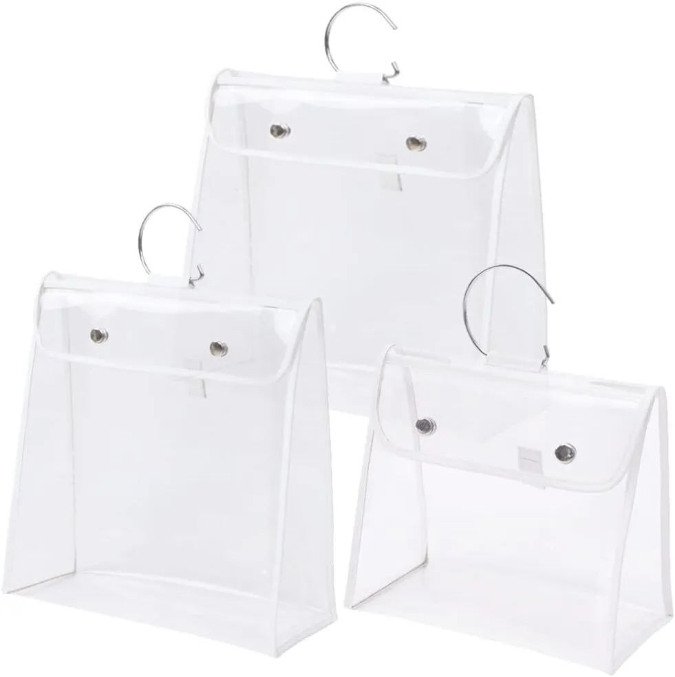 Zerodeko 3pcs Transparent Bag Hanging Bag Clear Organizer Bags Handbag Organizer Purse Organizer for Closet Purse Storage for Closet Purse Storage Holder Convenient Storage Pouches