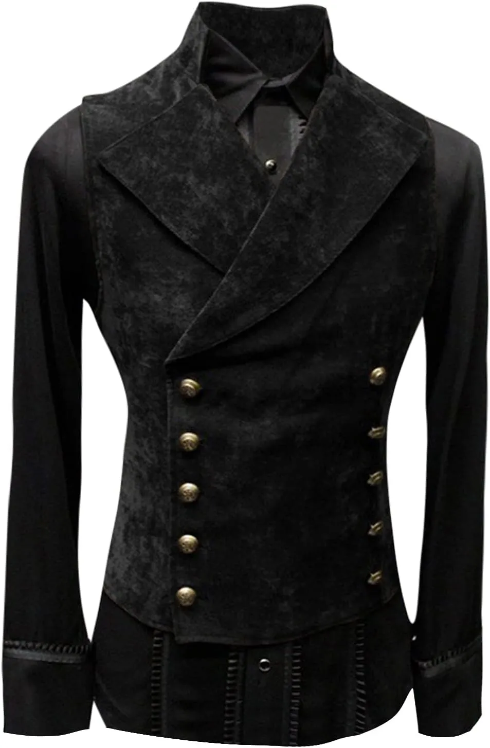 ZHUER Mens Cowboy Suede Leather Vest - Retro Faux Suede Waistcoat for Men - Slim Fit Sleeveless Casual Vest Jacket