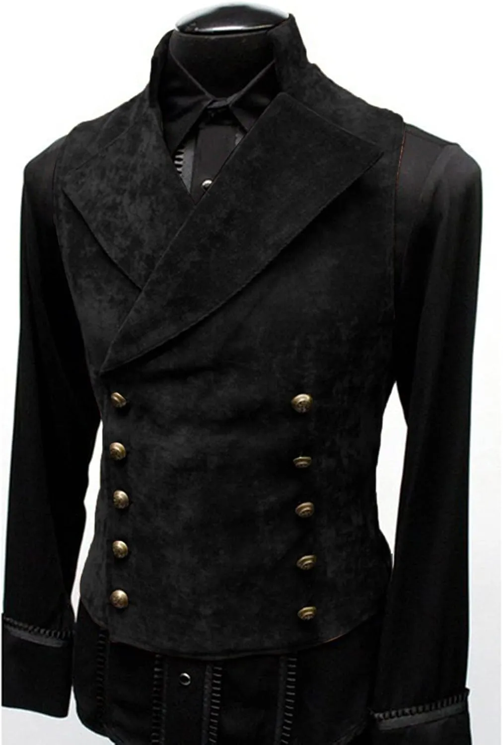 ZHUER Mens Cowboy Suede Leather Vest - Retro Faux Suede Waistcoat for Men - Slim Fit Sleeveless Casual Vest Jacket